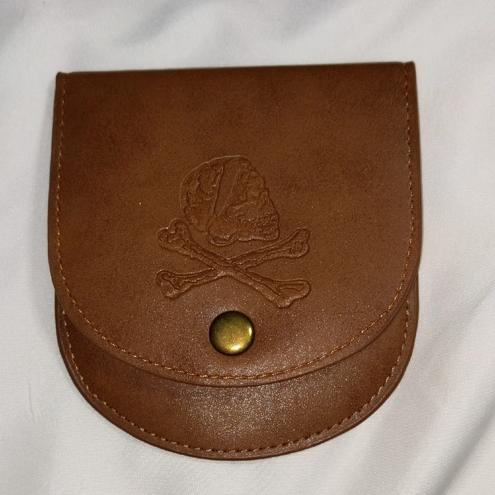 Brown Faux Leather Skull & Crossbones Wallet